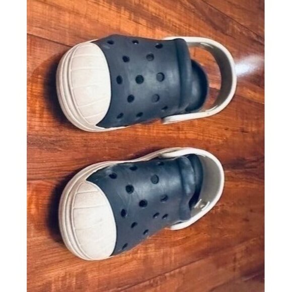 Crocs Kids Navy & White Classic Breathable Clogs w/ Adjustable Heel Straps Sz 13 - Picture 2 of 5